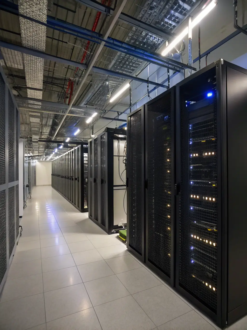 A high-resolution image depicting a cloud data center with interconnected nodes, symbolizing the cloud-native architecture of Orbipay Payments Hub.