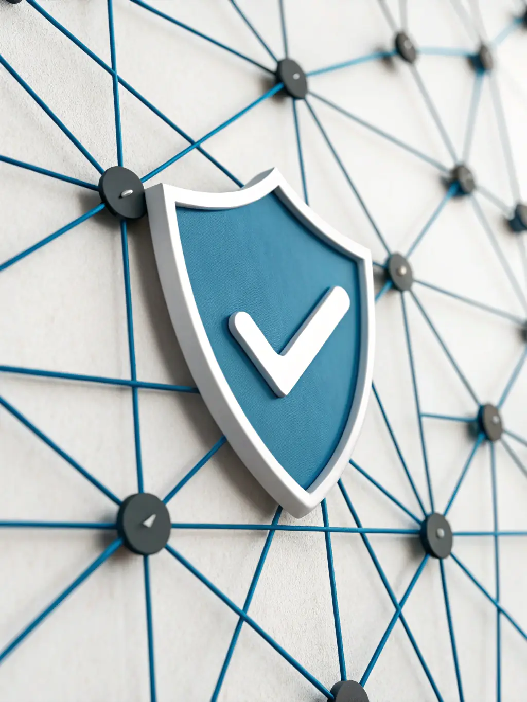 A security shield icon overlaid on a network diagram, representing the robust security measures implemented within Orbipay Payments Hub to protect sensitive payment data.